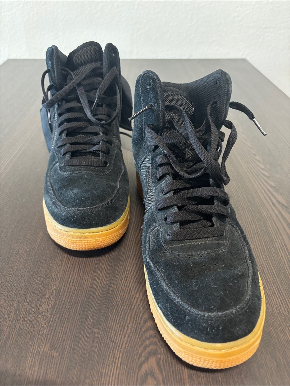 Kids Black Suede High-Top Sneakers with Gum Sole